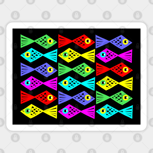 Colorful School of Fish Pattern Magnet by pozLOVE